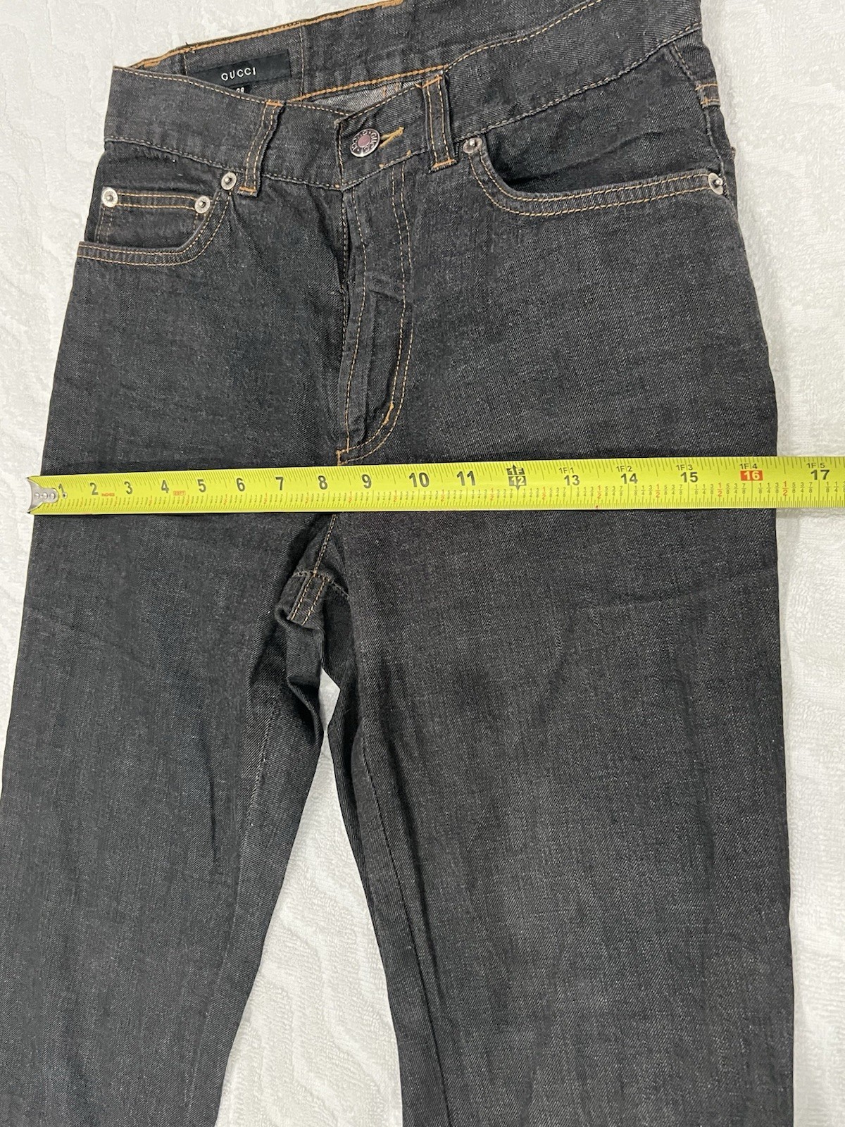 Vintage Women Gucci by Tom Ford Size 38 Wide Leg Boot Cut Flared Jeans Dark Gray