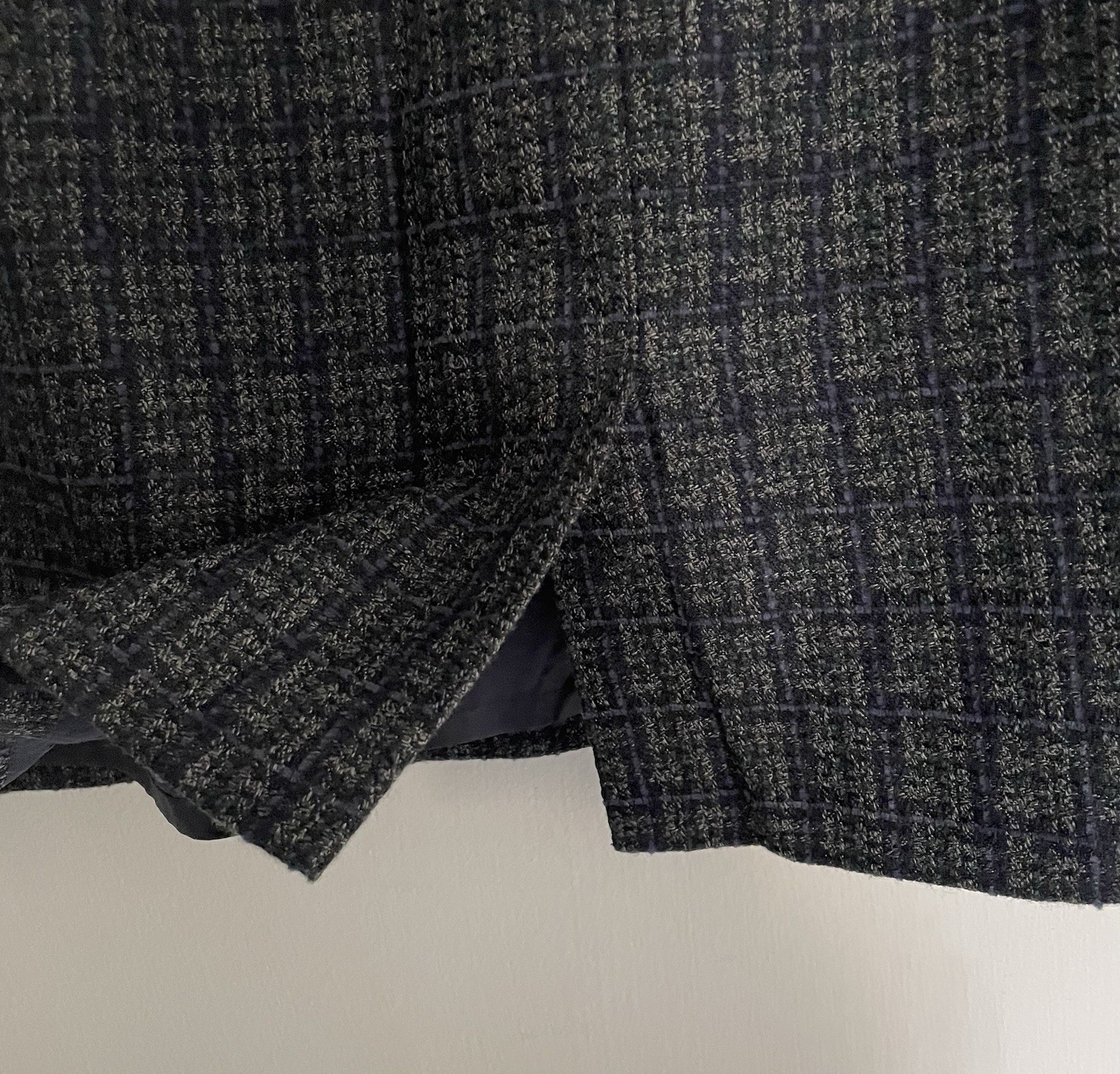 Vtg Adolfo Studio Women’s 2 Piece Tweed Skirt Suit Gray Blue Blazer Work Size 14