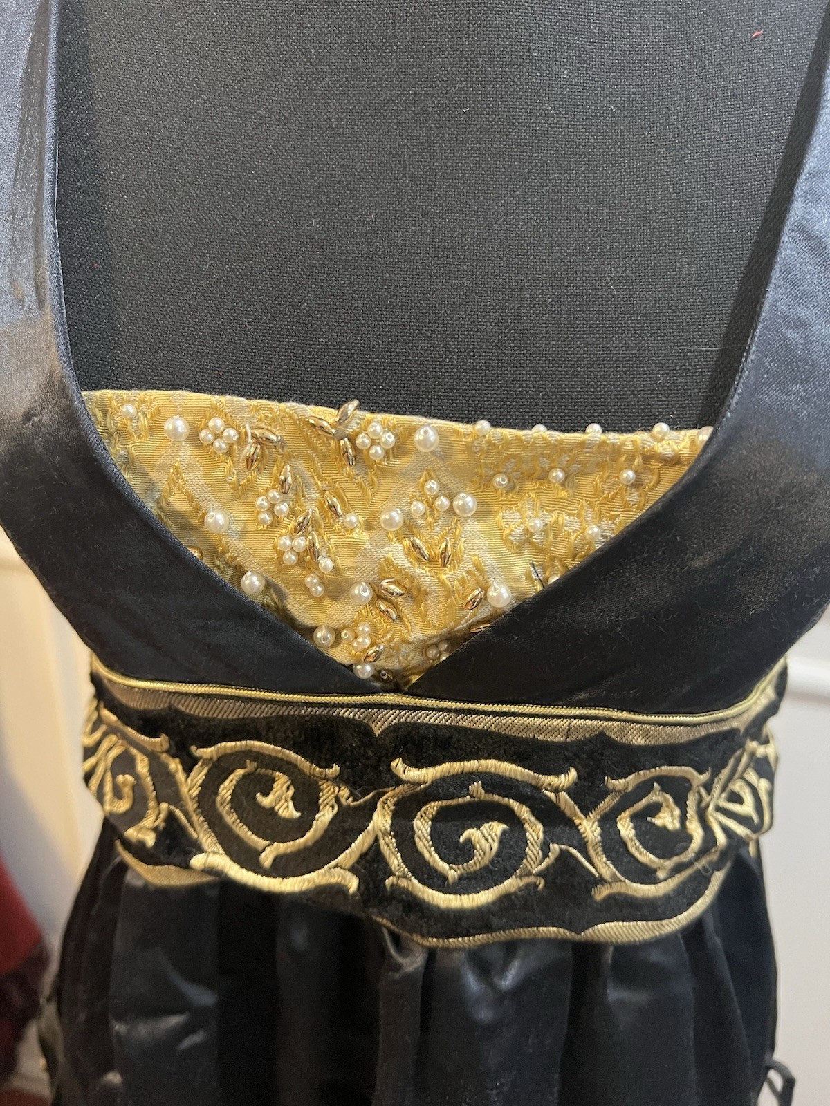Medium Blue/Gold Satin Gothic Dress Medieval Renaissance Homemade Quality