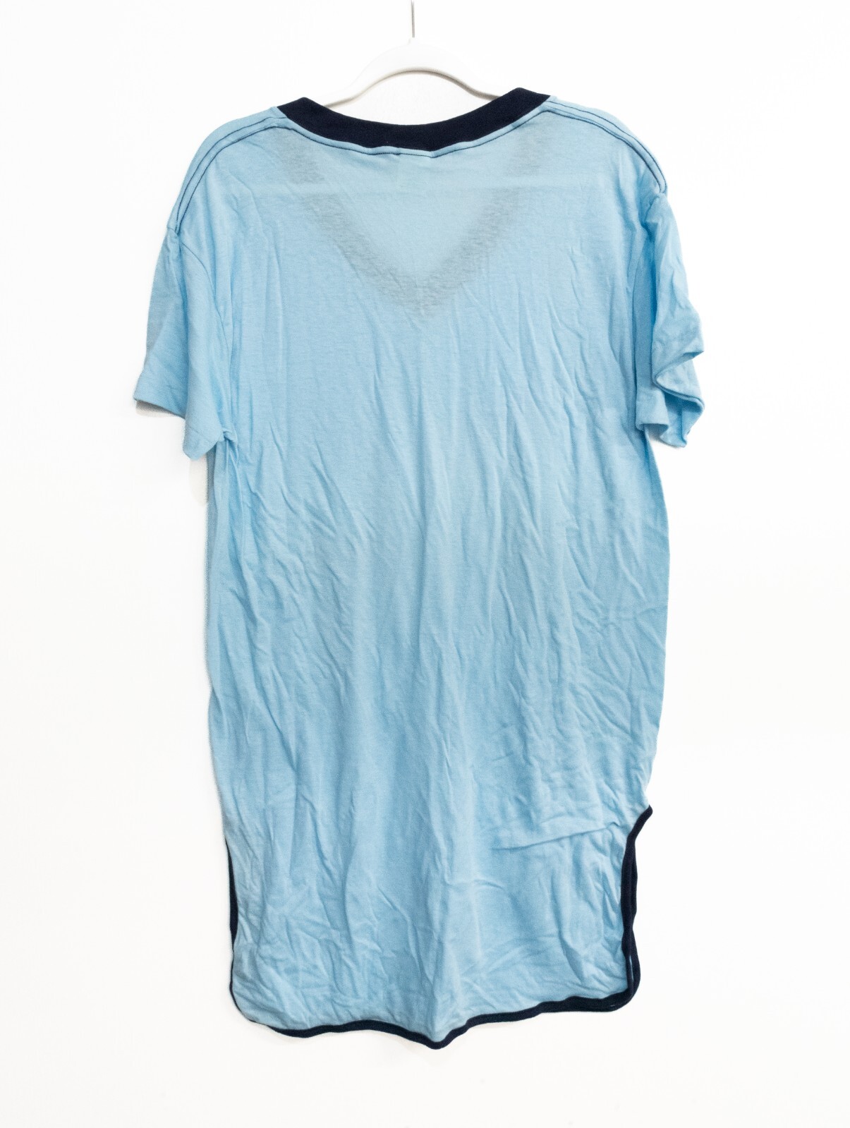 Ched By Anvil Mens Sky Blue Black Polycotton T-Shirt V-Neck One Size Fits All