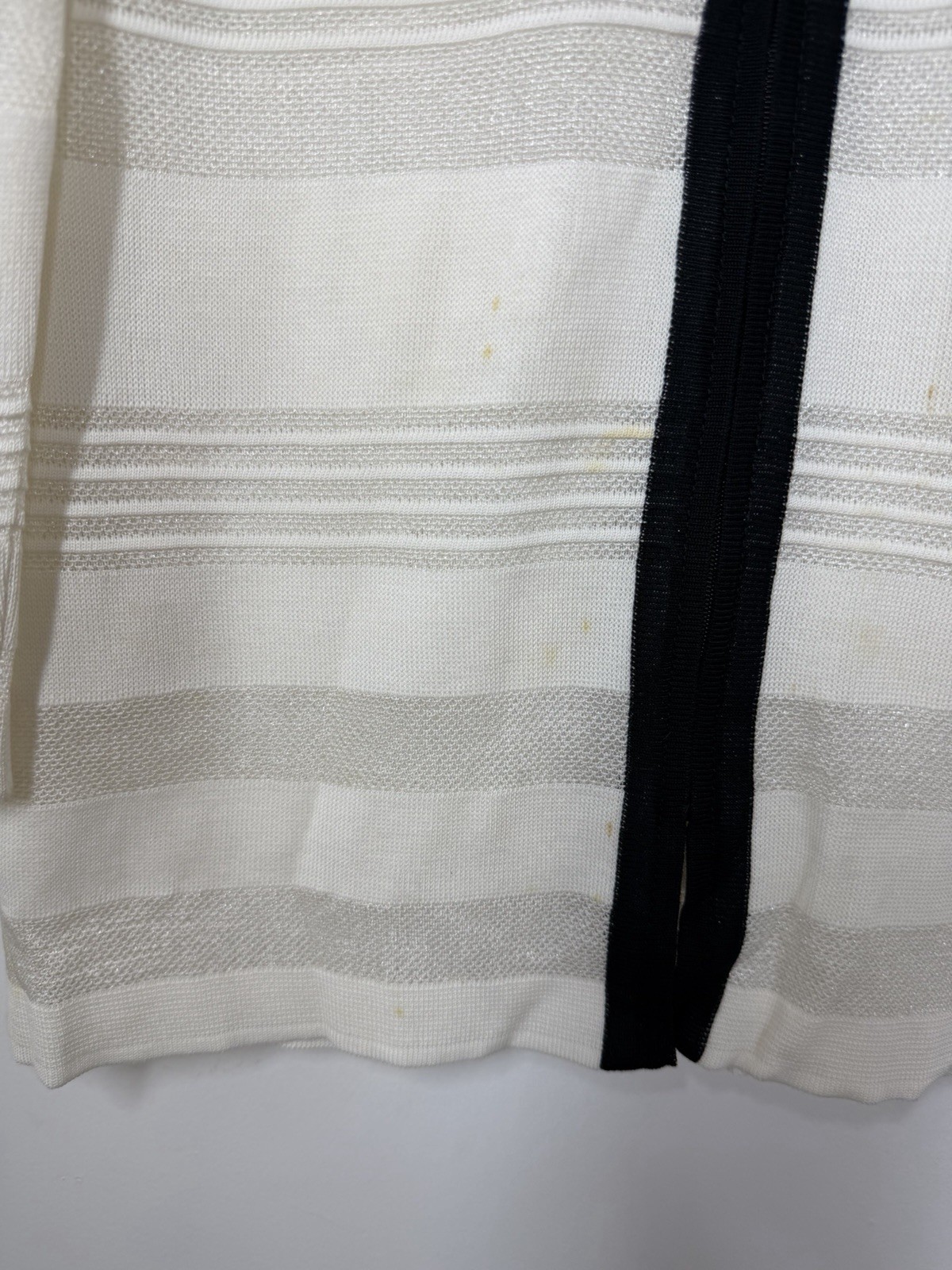 Ming Wang Cardigan Jacket Size Medium Stripe White Black Purple Green 3/4 Sleeve