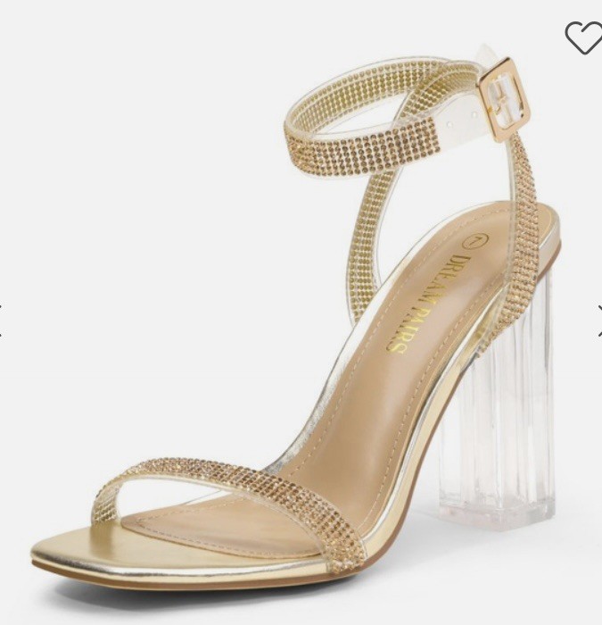 DREAM PAIRS Square Toe, Clear Chunky Heel Sandals (Size 8.5)