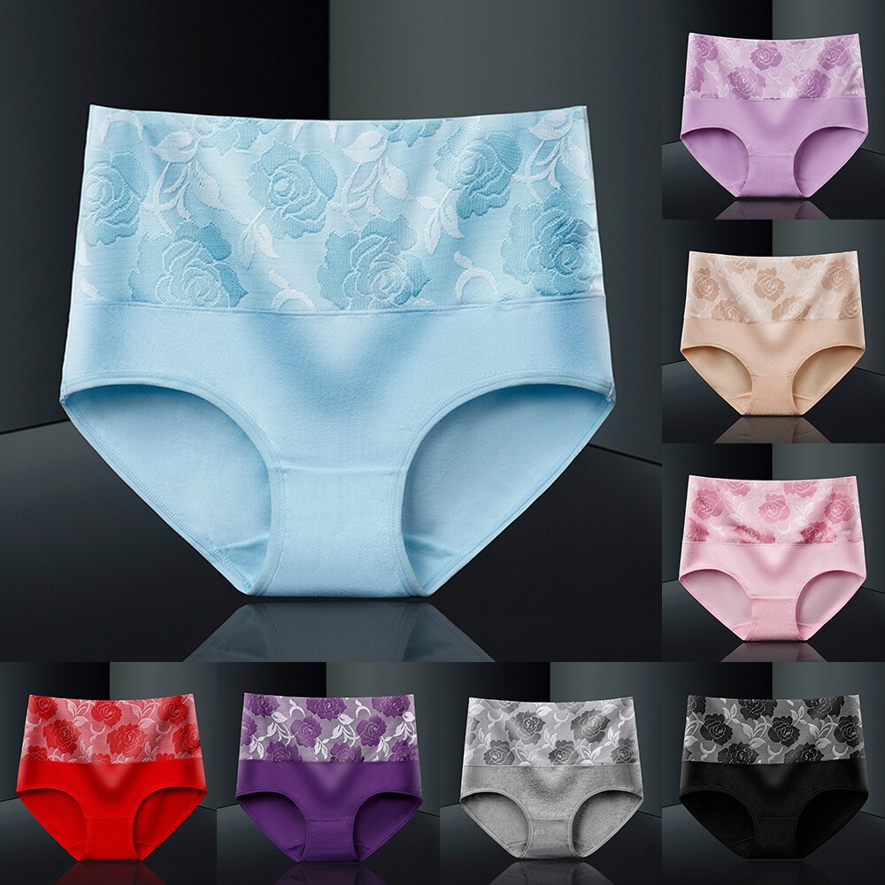 3 Pack Ladies Cotton Tummy Control Panties Leak Proof Underwear Women High Waist