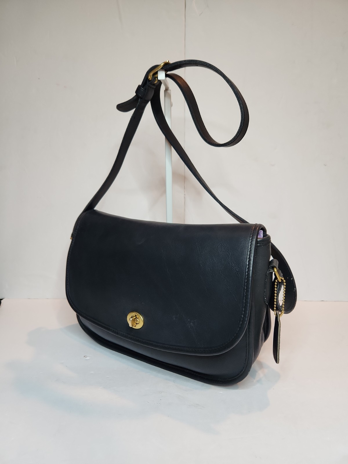 Authentic VTG COACH City Bag & Wallet Blk Lthr Crossbody Shoulder Turn Lock 90’s