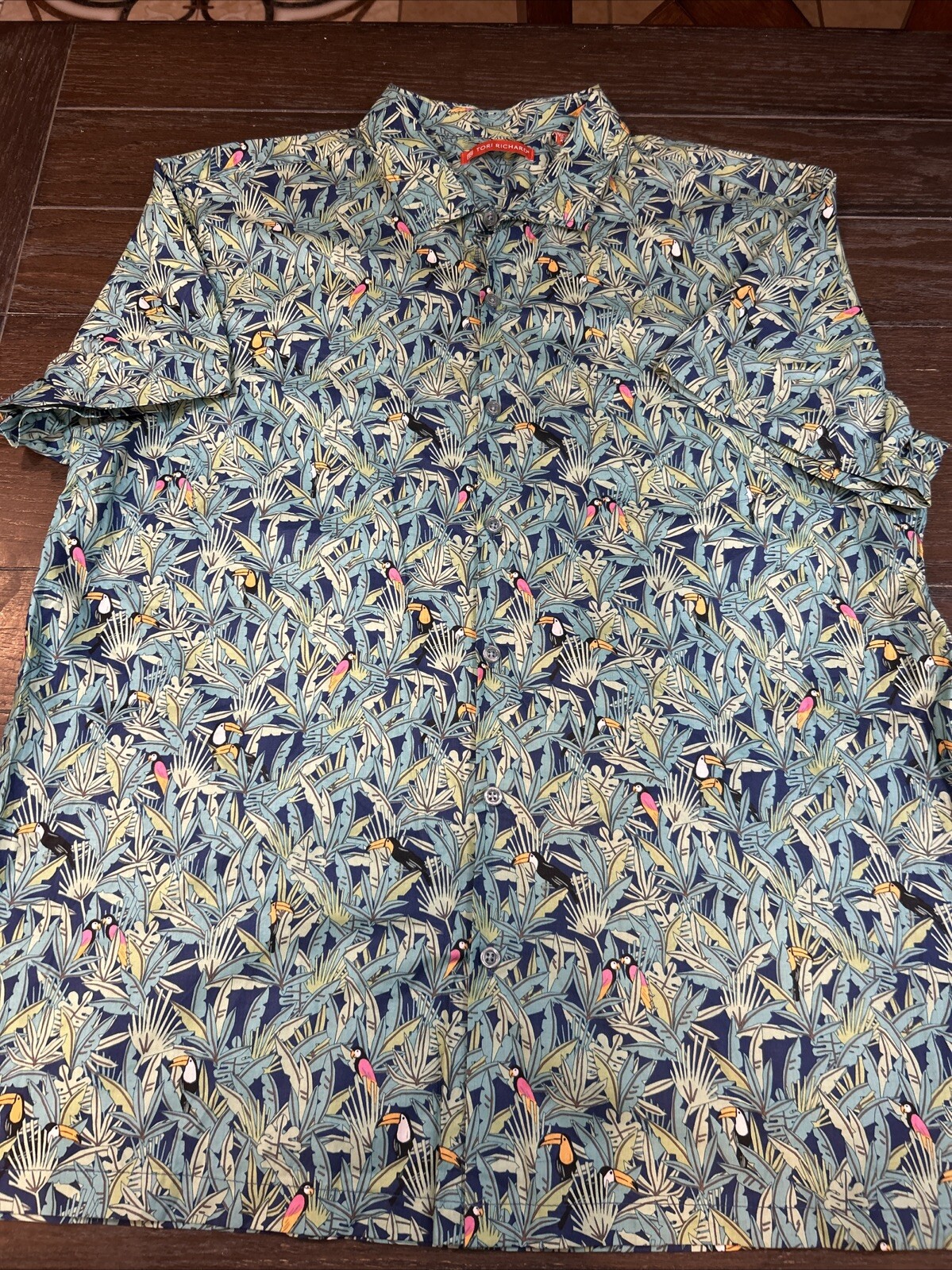 Tori Richard Tropical Hawaiin Toucan Lawn cotton Button Up Camp Shirt XL
