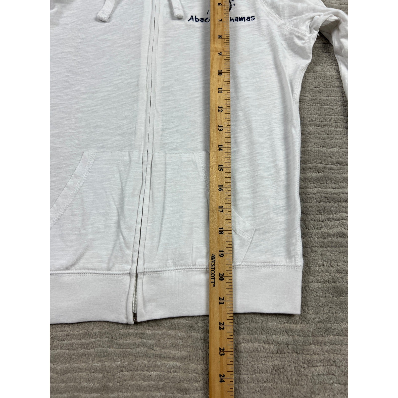Miami Style Zip Up Hoodie Womens M White Abaco Bahamas Sand Dollar Slub Knit
