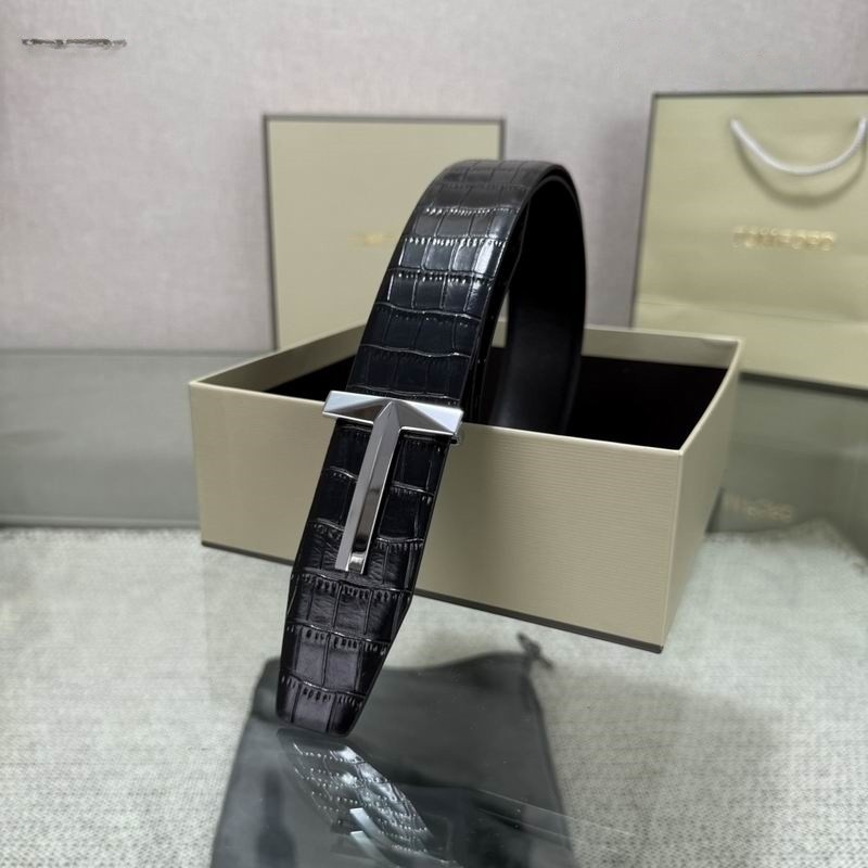 Tom Ford T Icon Crocodile Embossed Belt 3.8cm Adjustable Men’s Belt
