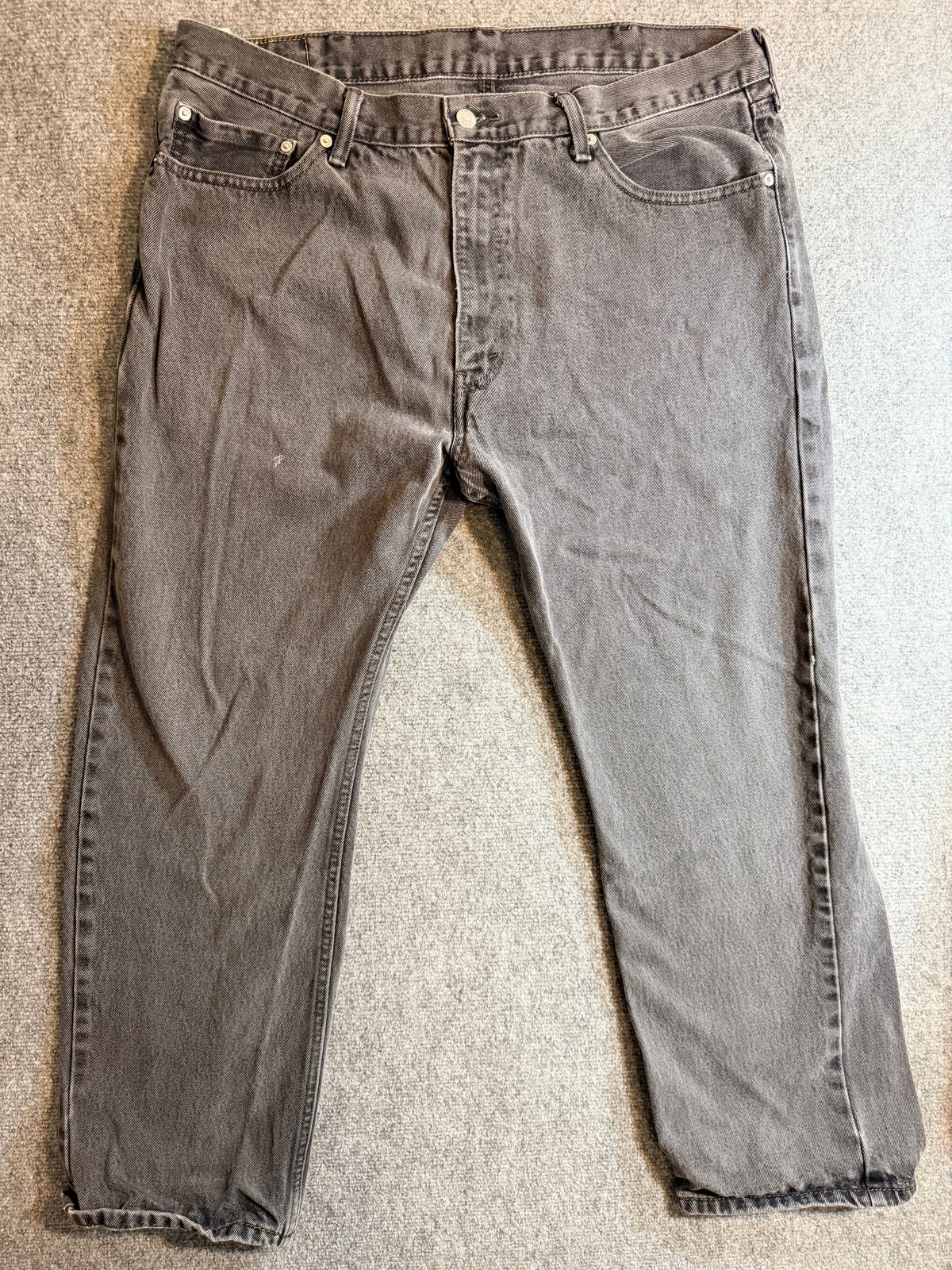 Levis 505 Mens Jeans 40×30 Black Washed Denim Regular Fit Straight Leg
