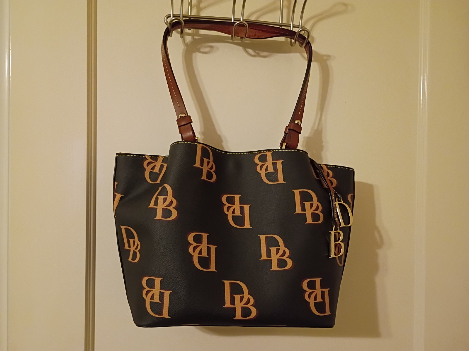 Dooney and Bourke Small Flynn Tote DB Monogram Coated Canvas Ex Condition