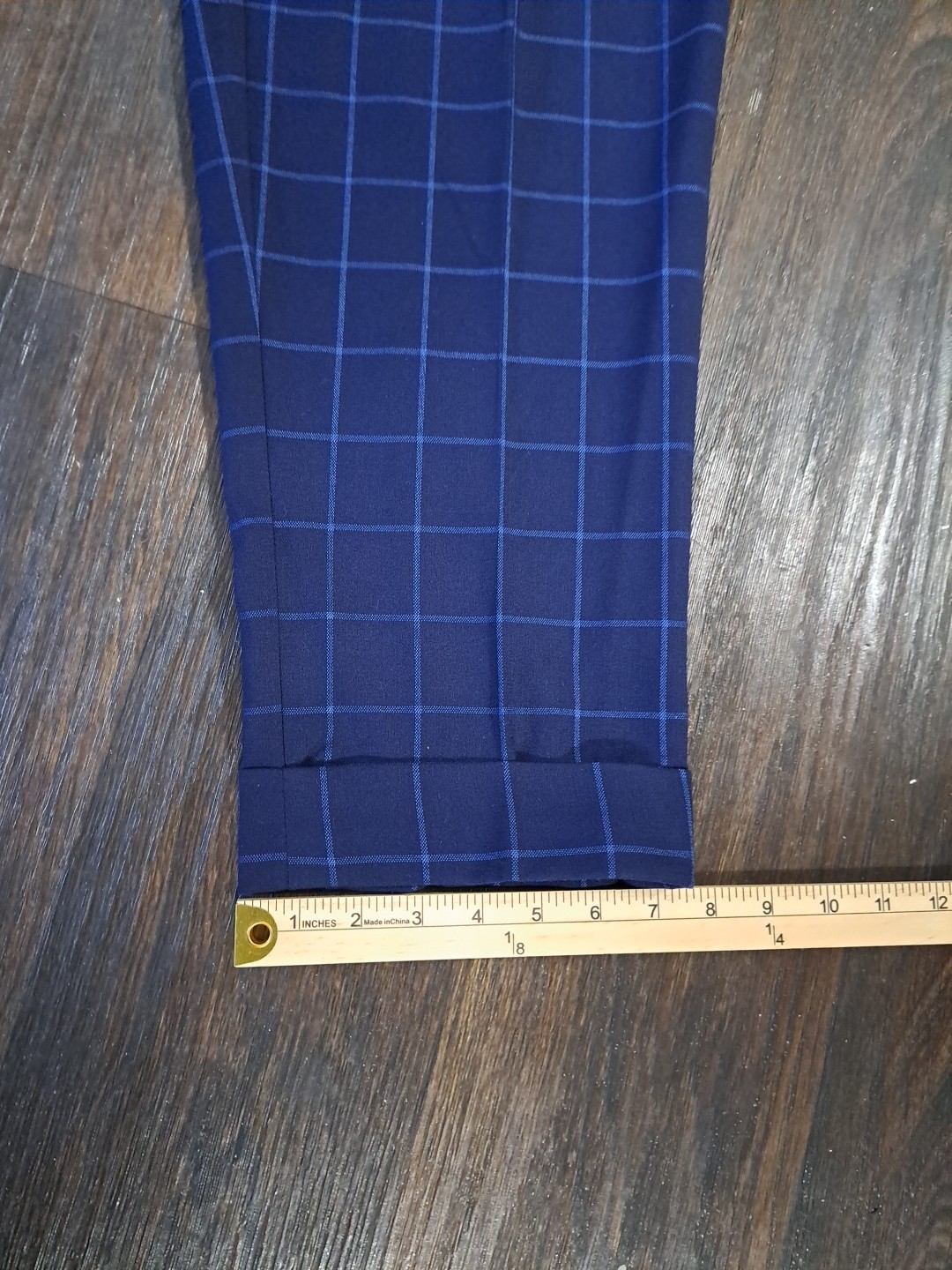 Lineage Performance Stretch Fabric Blue Windowpane 2pc Suit Mens 50R Pants W44