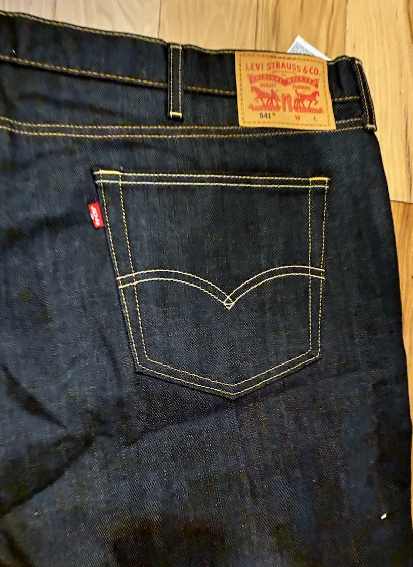 Levis 541 Stretch Flex Tapered Denim Jeans Mens 52×30 Dark Wash Blue Big & Tall
