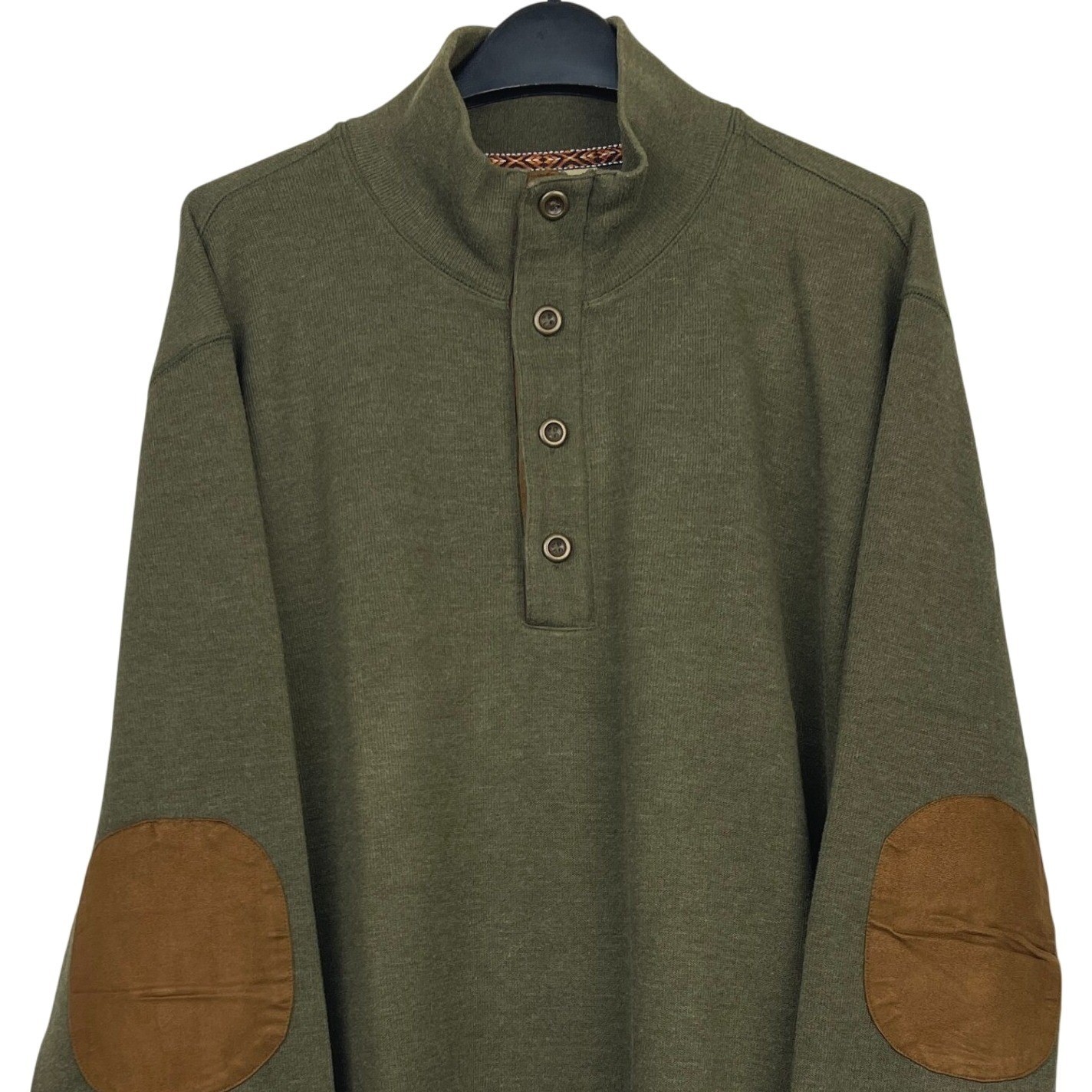 Territory Ahead Mens XLT TALL Green Quarter Zip Pullover Sweater ELBOW PATCHES