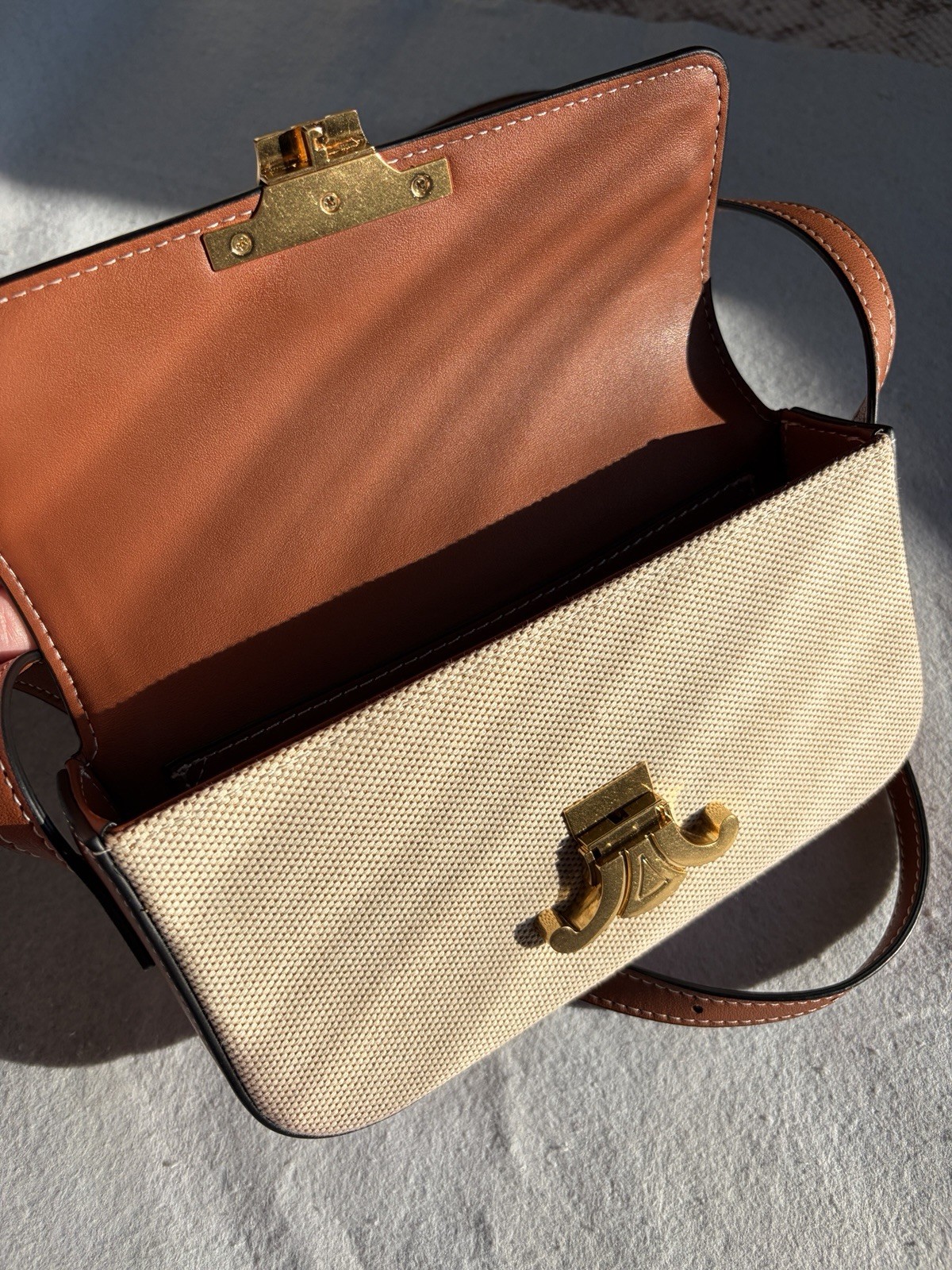 CELINE Macadam Crossbody Shoulder Bag Brown PVC & Leather Made in Italy