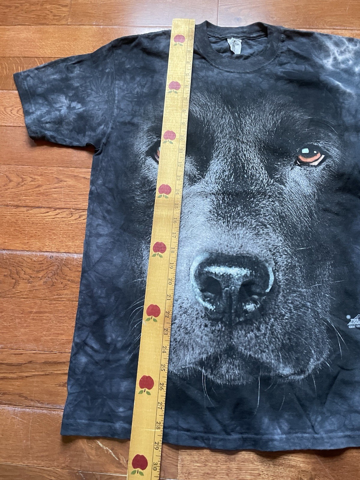 2011 Black Lab dog, vintage all over print tshirt, The Mountain, size medium