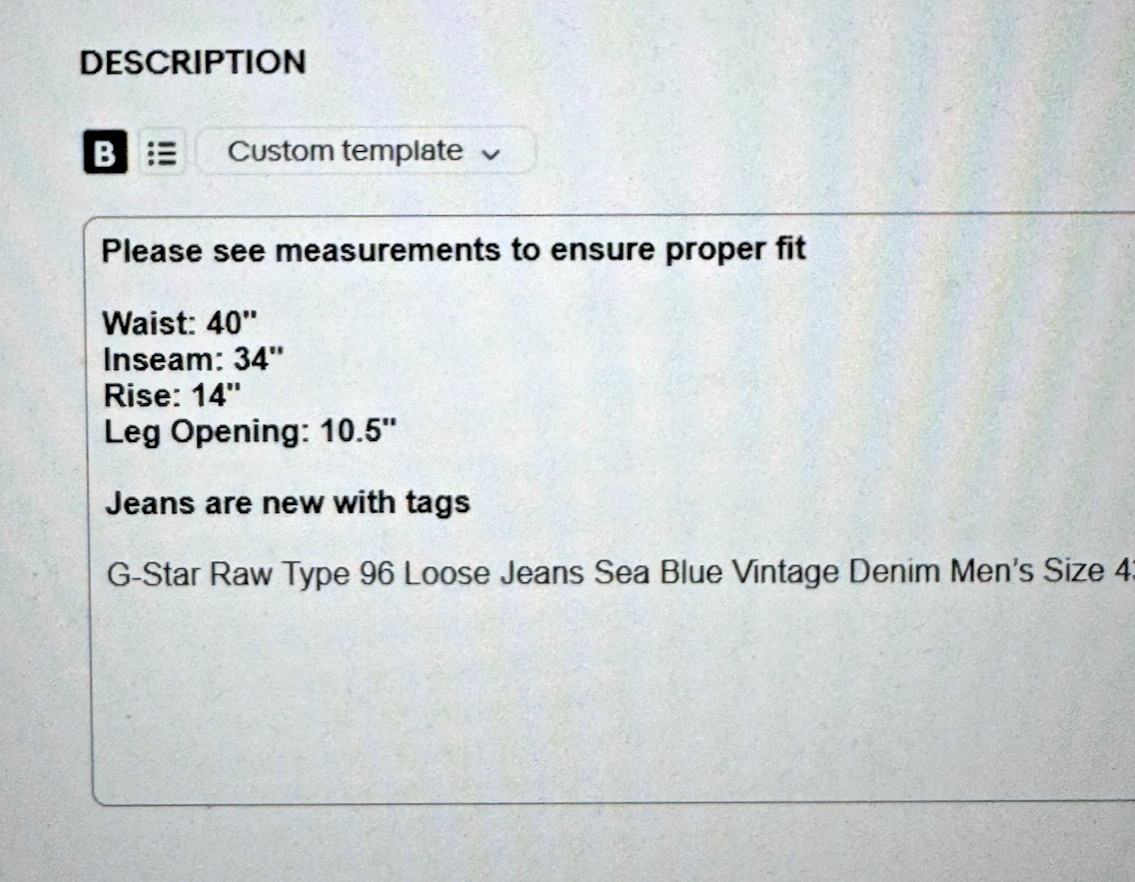 G-Star Raw Type 96 Loose Jeans Sea Blue Vintage Denim Men’s Size 40×34 NEW $240