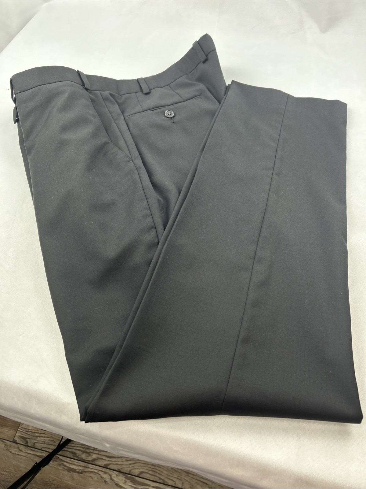 Lauren Ralph Lauren Mens Black 38W X 34L Wool Blend Dress Pants Flat Front