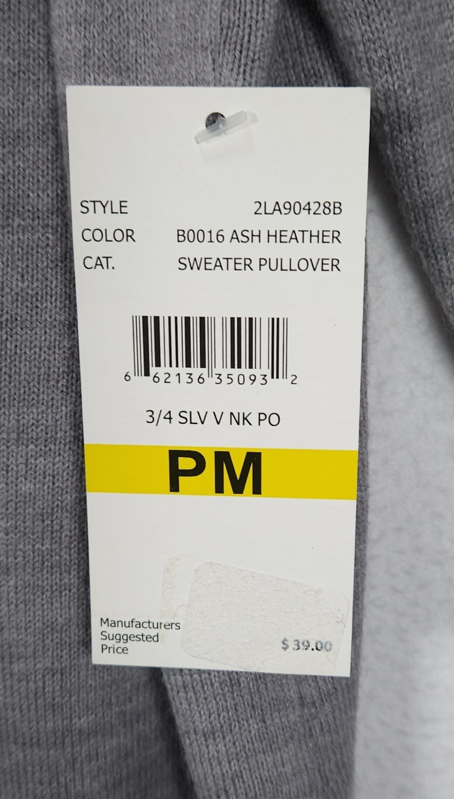Debbie Morgan Petite Women’s ¾ Sleeve V-Neck Sweater Gray Size PM