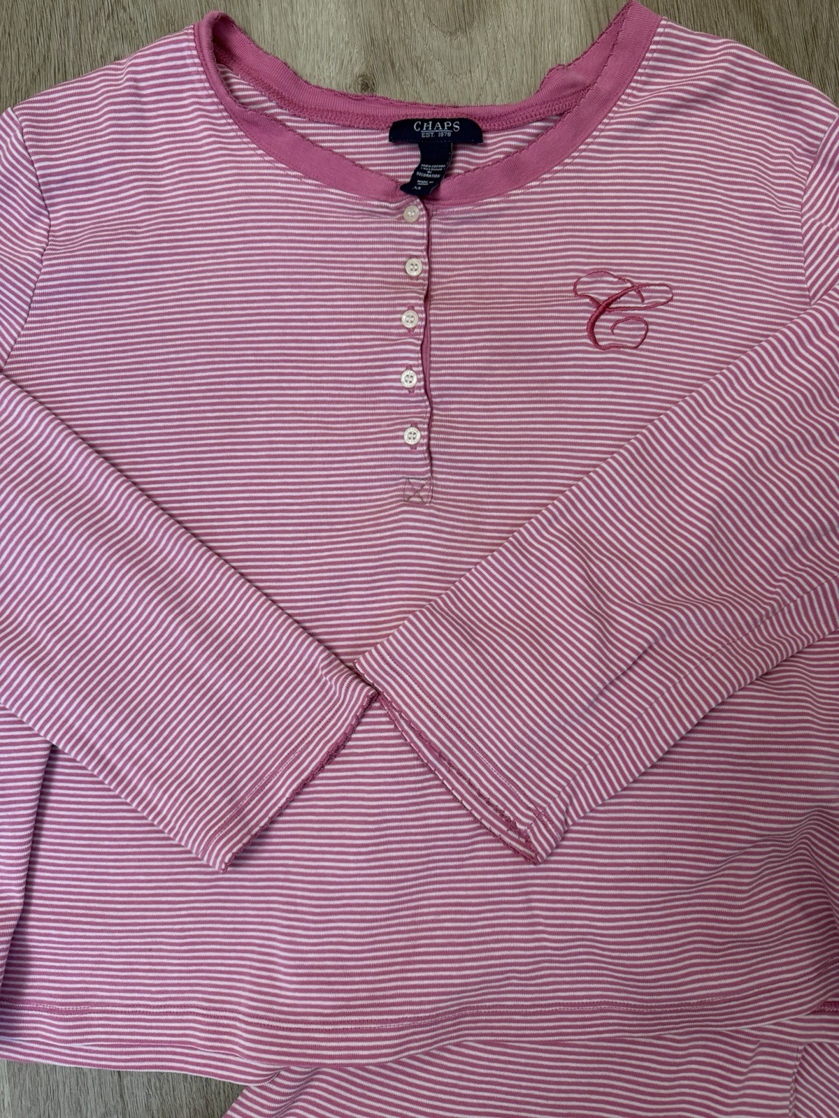 Chaps Women’s Pink Striped Pajama Set Size XL 100% Cotton