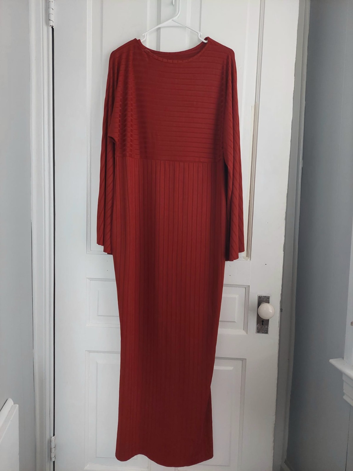 ChouYatou Women’s Maxi Dress Long Sleeve Crewneck Loose Plain Casual-XL
