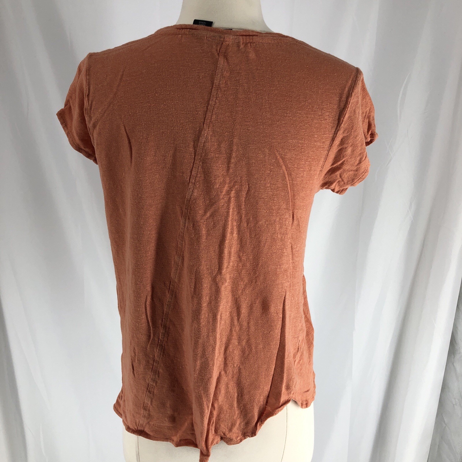 Tahari 100% Linen V-neck T-Shirt Orange Medium