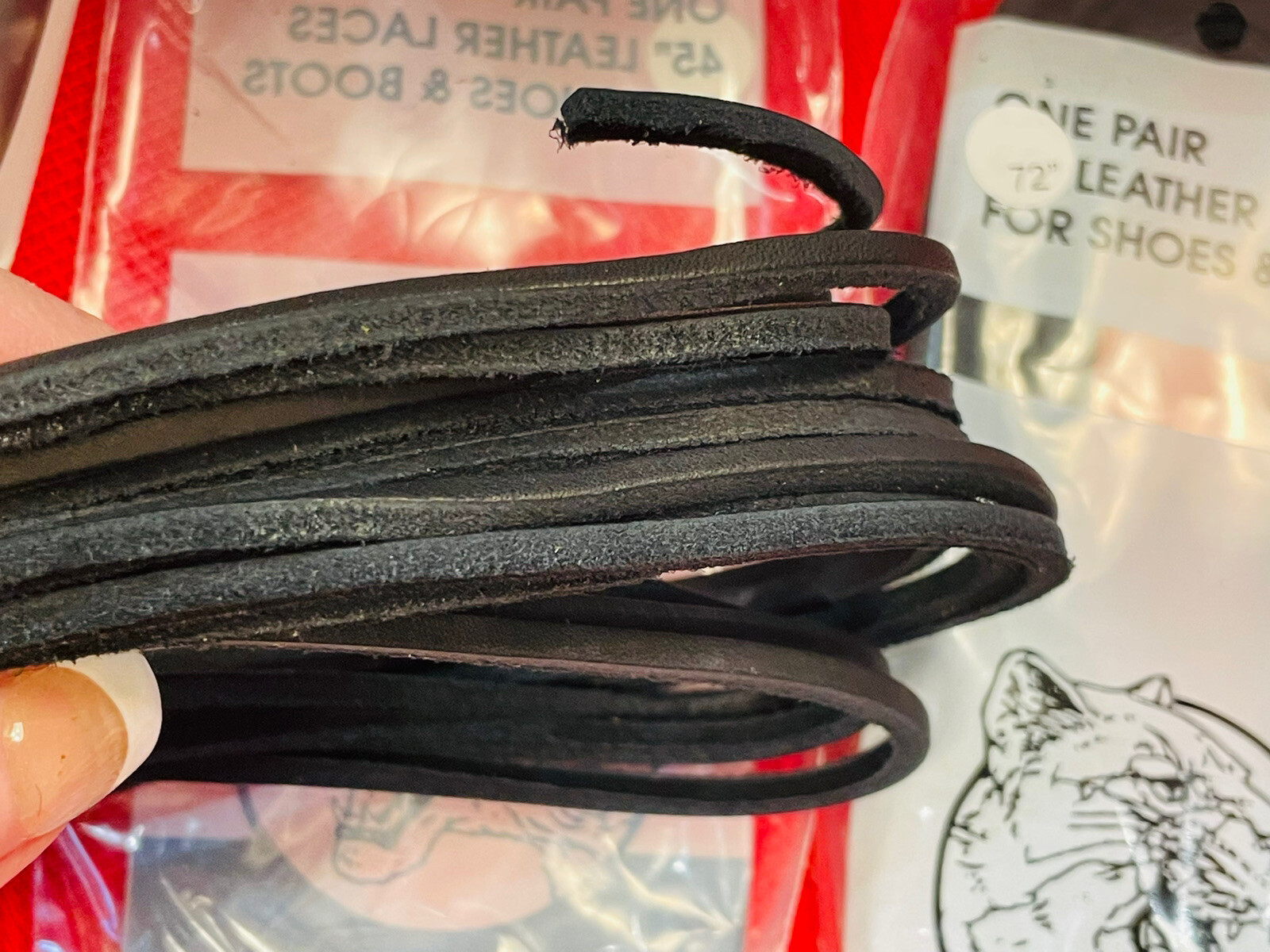 72″ 4mm COUGAR Leather LACES PAIR BLACK Long Shoelaces Strings Boot Lace USA XL