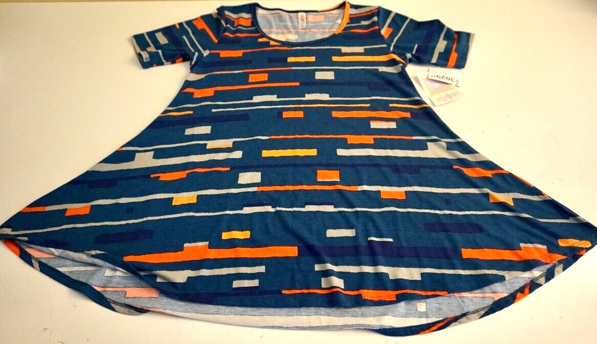 LULAROE WOMEN’S PLUS “PERFECT T” T-SHIRT NAVY BLUE/MULTICOLOR XS NEW W/ TAGS!