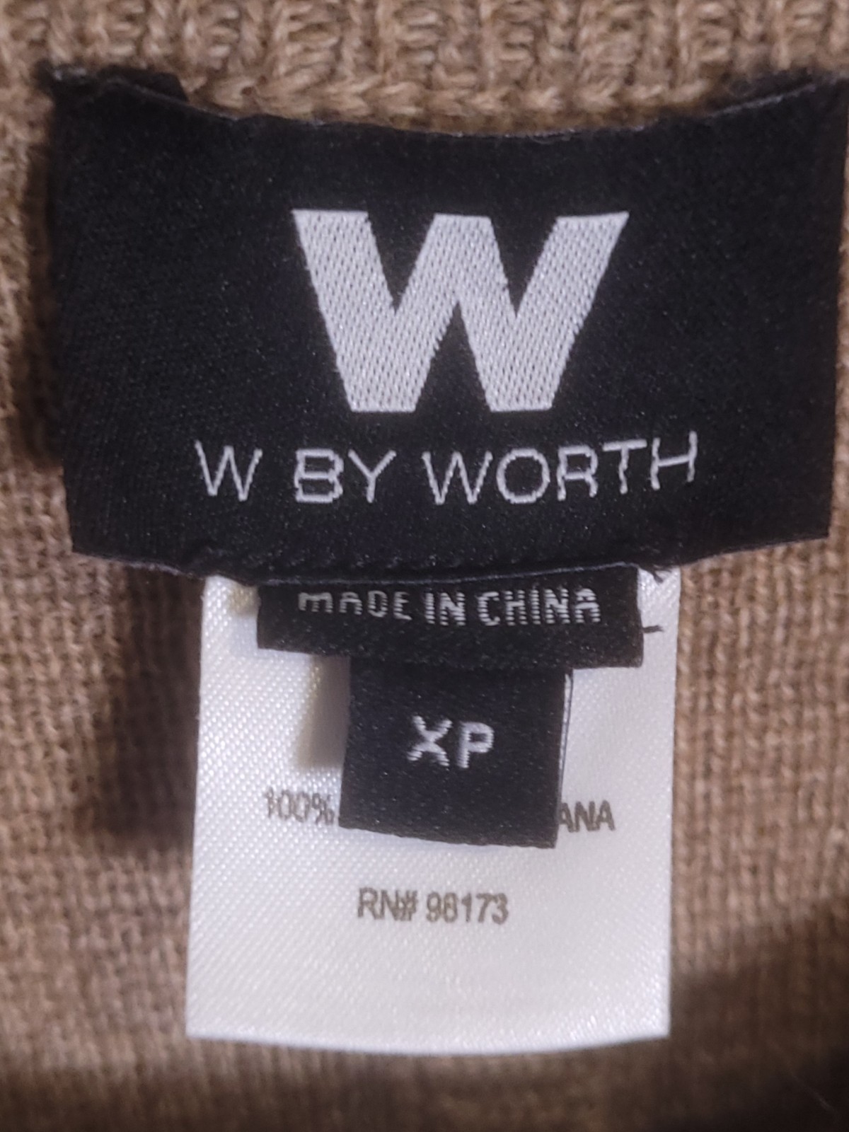 W BY WORTH Wool Poncho Womens XP Taupe Brown 100% Wool Boho Oversized Pockets