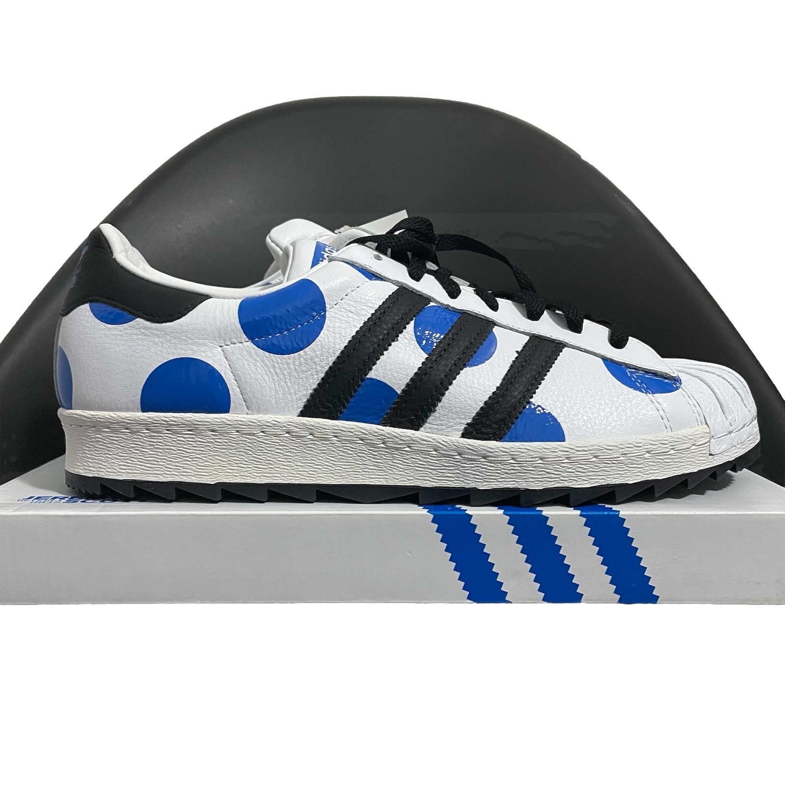 Adidas JS Superstar Dots Jeremy Scott Polka Dot White Blue sneakers Size 10