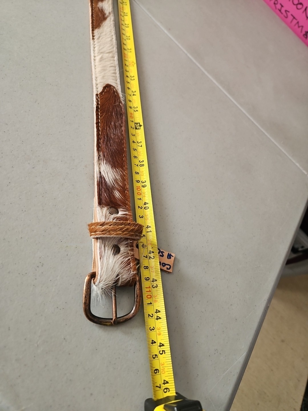 Handmade Cowhide Hair On Leather Belt, Brown White Natural Pattern, Western…