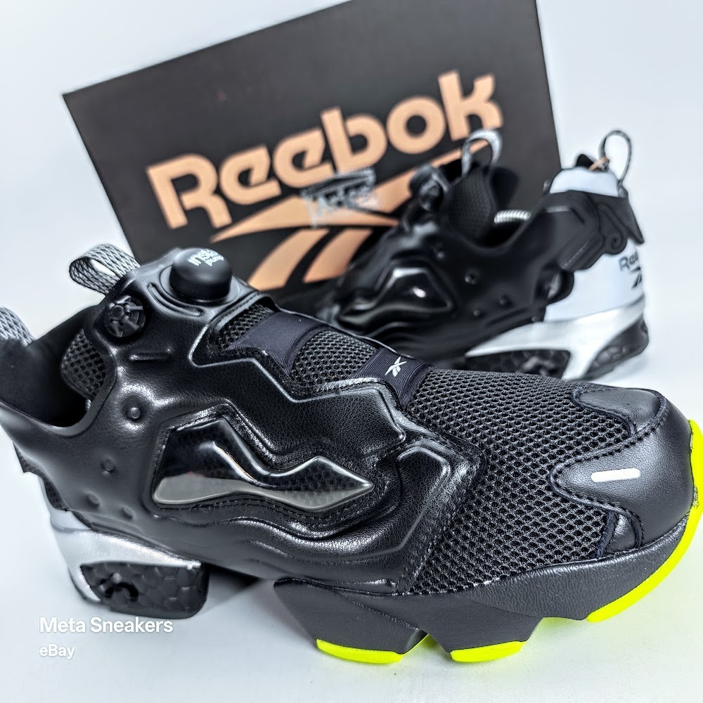 Reebok Aries InstaPump US 11 Men’s Black Silver Yellow Retro Fury 100208650 New