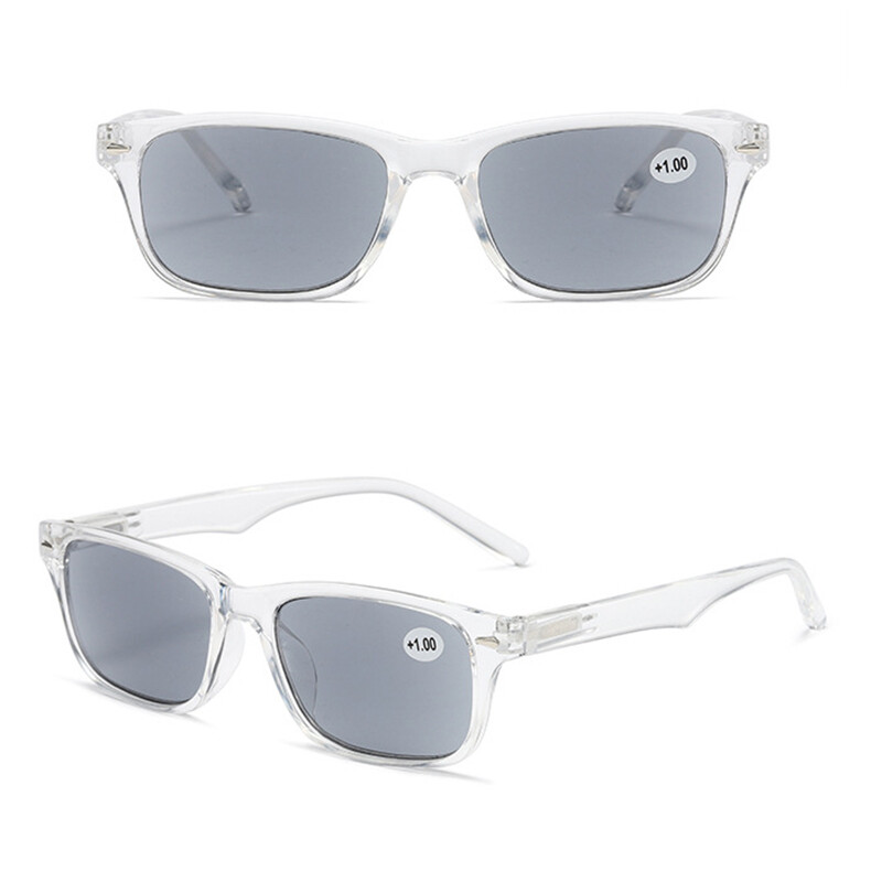 Men Women Tinted Reading Glasses Classic Outdoor Square Grey lenses Sunglasses