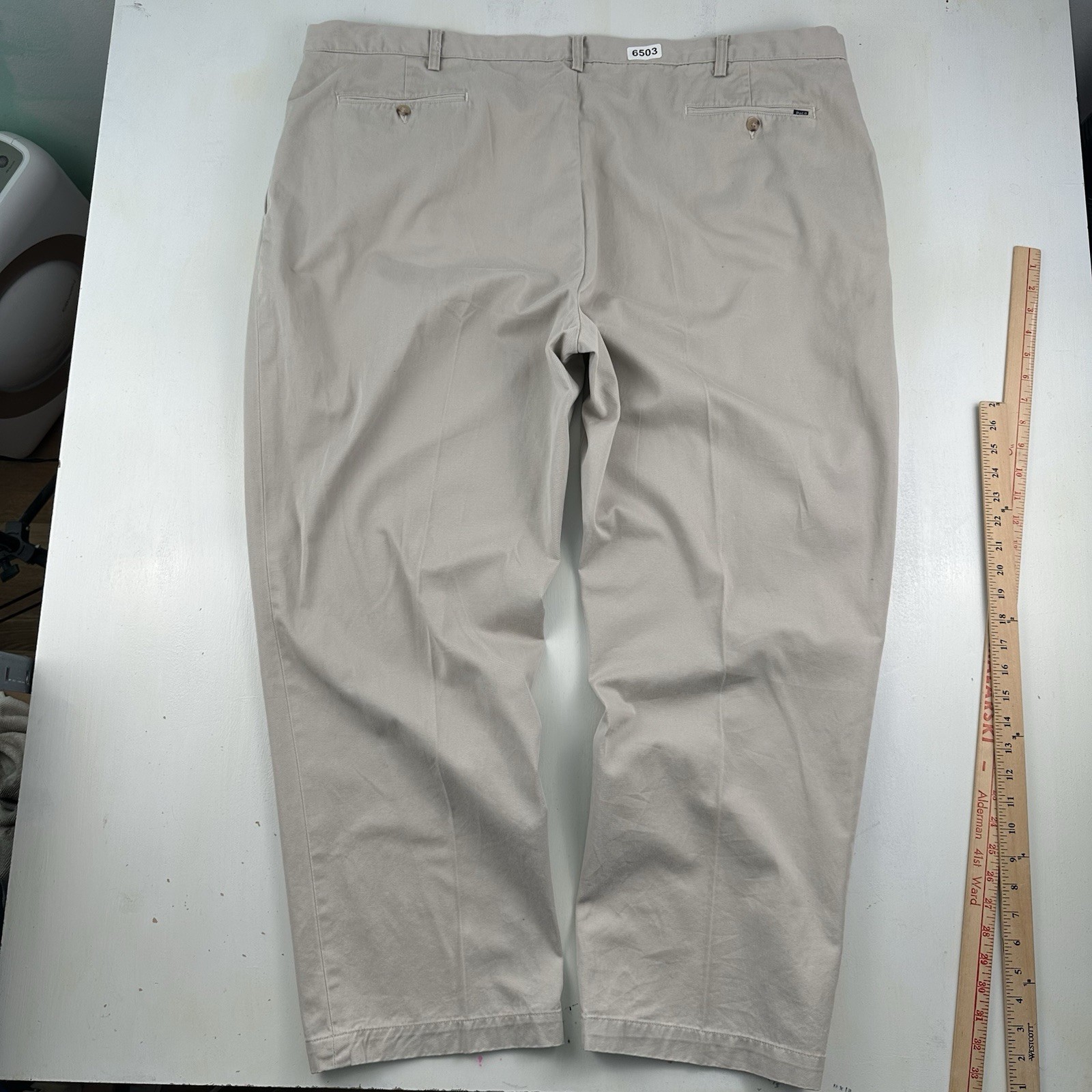 Polo Ralph Lauren Pleated Chino Pants Men 49×30 Tag 50B Big Tan Oatmeal Classic