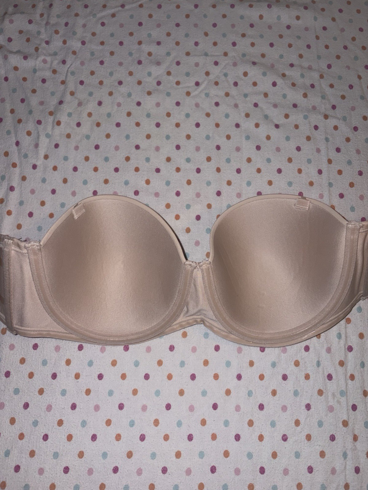 Vanity Fair Strapless Bra 36C Nude Beige Underwire with Removable Straps