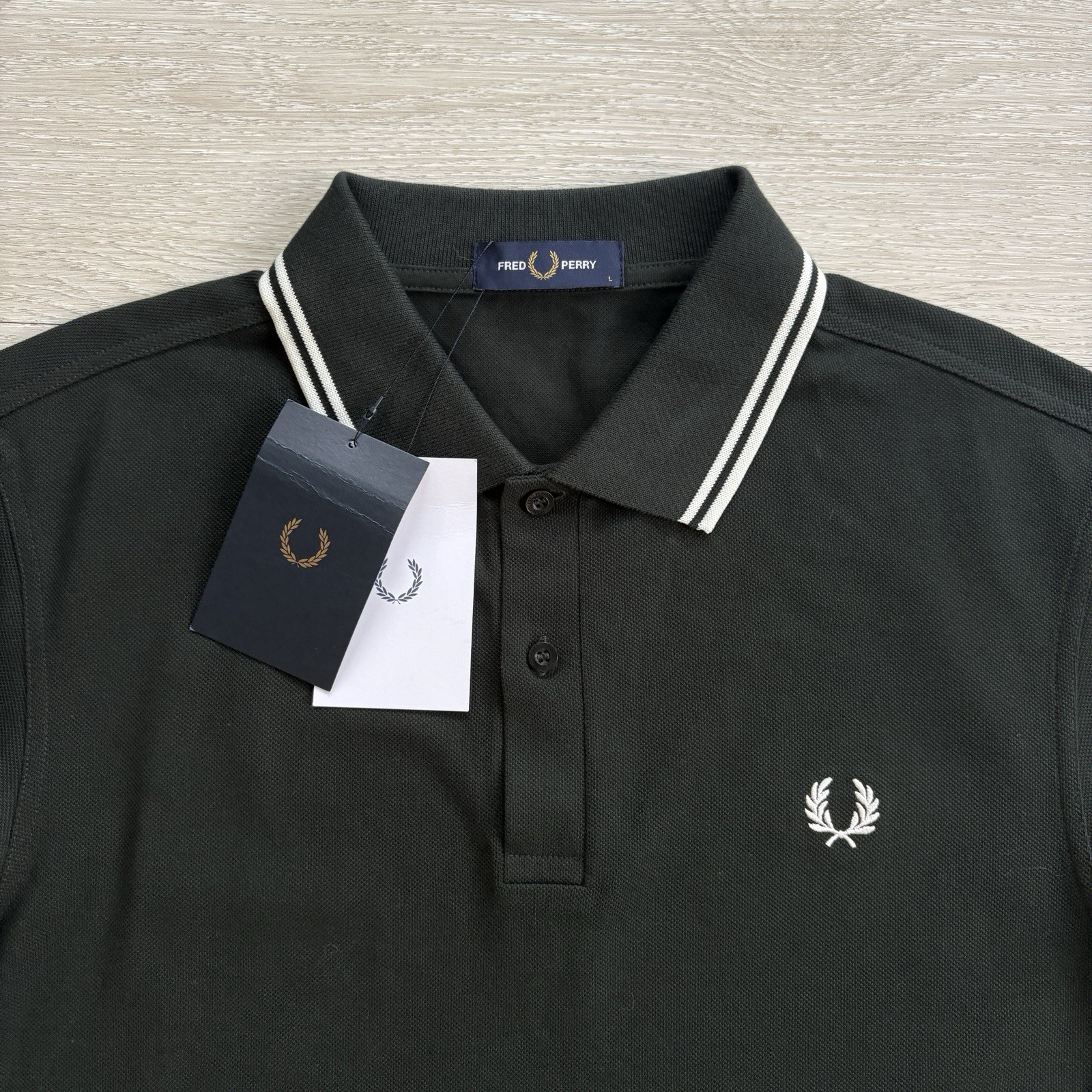 BNWT Fred Perry M3600 Short Sleeve Twin Tipped Polo Shirt Night Green Size Large