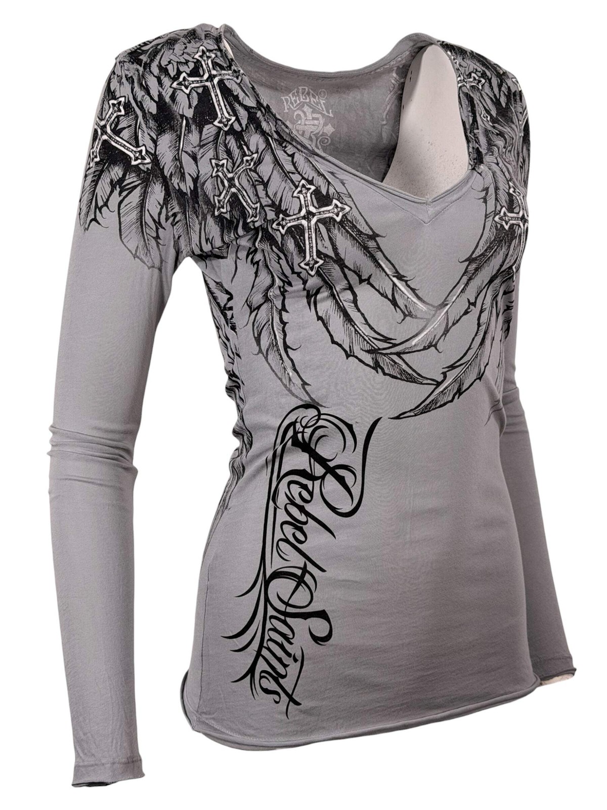 Rebel Saints by Affliction Women’s Long Sleeve T-shirt Whispering Wind