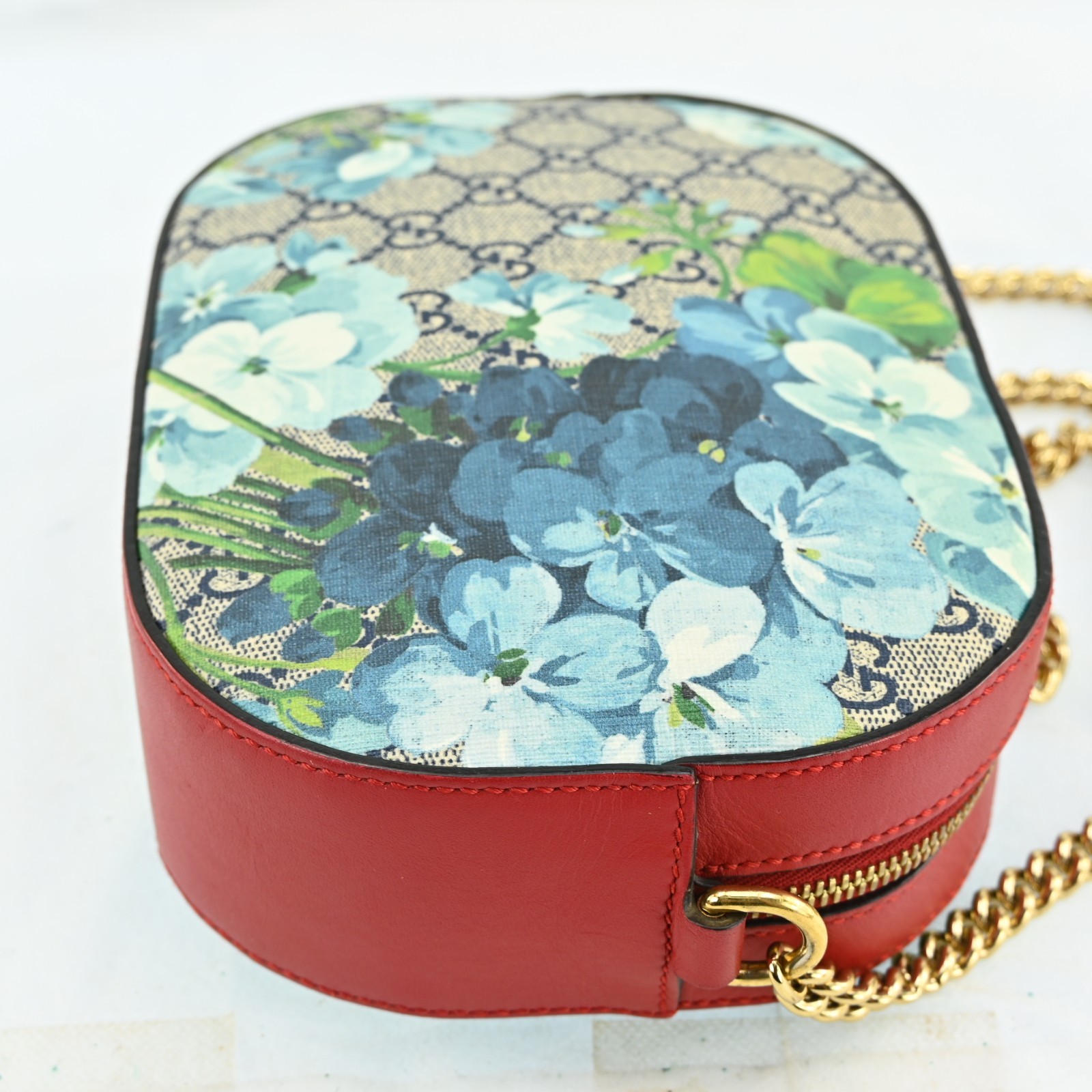 Gucci GG Blooms Supreme Chain Shoulder Bag Beige Red 546313 Crossbody C1683YA711