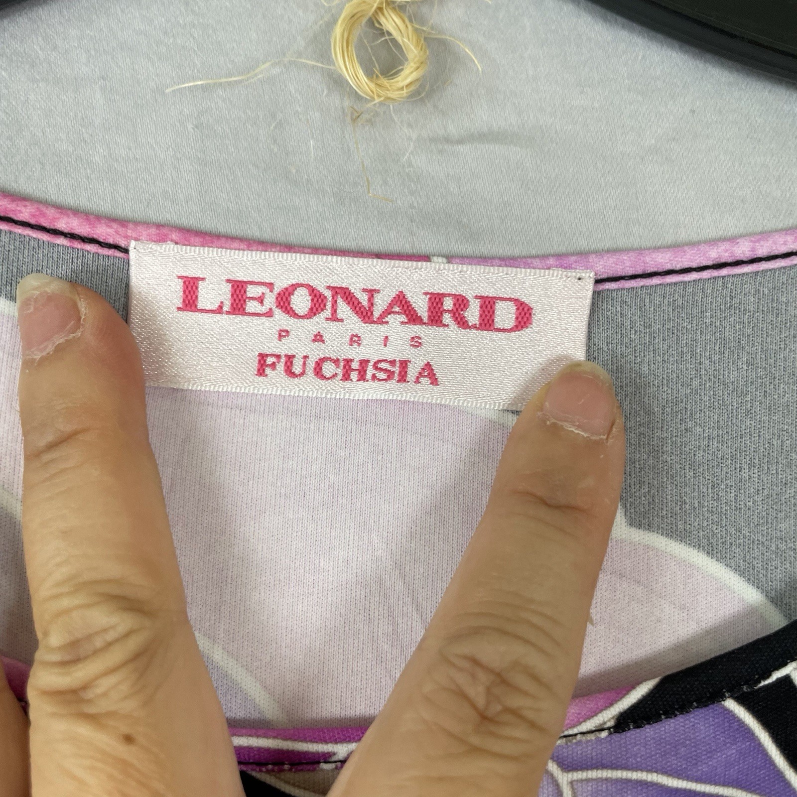 Leonard Paris Fushia Lavender Flowercore Sheath Dress Sash Belt US 10 FR 44