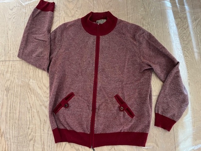 Canali Men 100shmere Burgundy Cardigan Sweater Size IT 52 Large Made in Italy