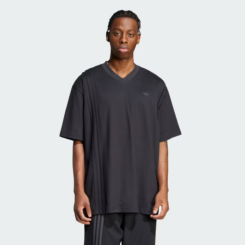 Adidas L Men’s T-Shirt Black Oversized Fit V-Neck Cotton Orignials – JD2301 NWT