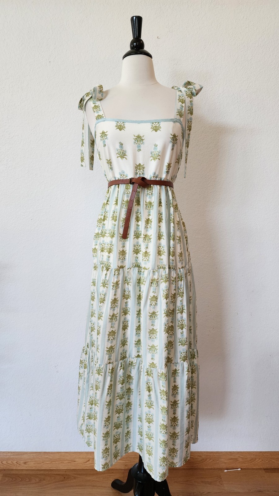 New Anthro Maxi Dress Size Medium Floral Bow Coquette Cottage Wedding