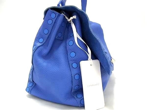 ZANELLATO Postina Leather 2 Way Shoulder Bag Blue FM4482