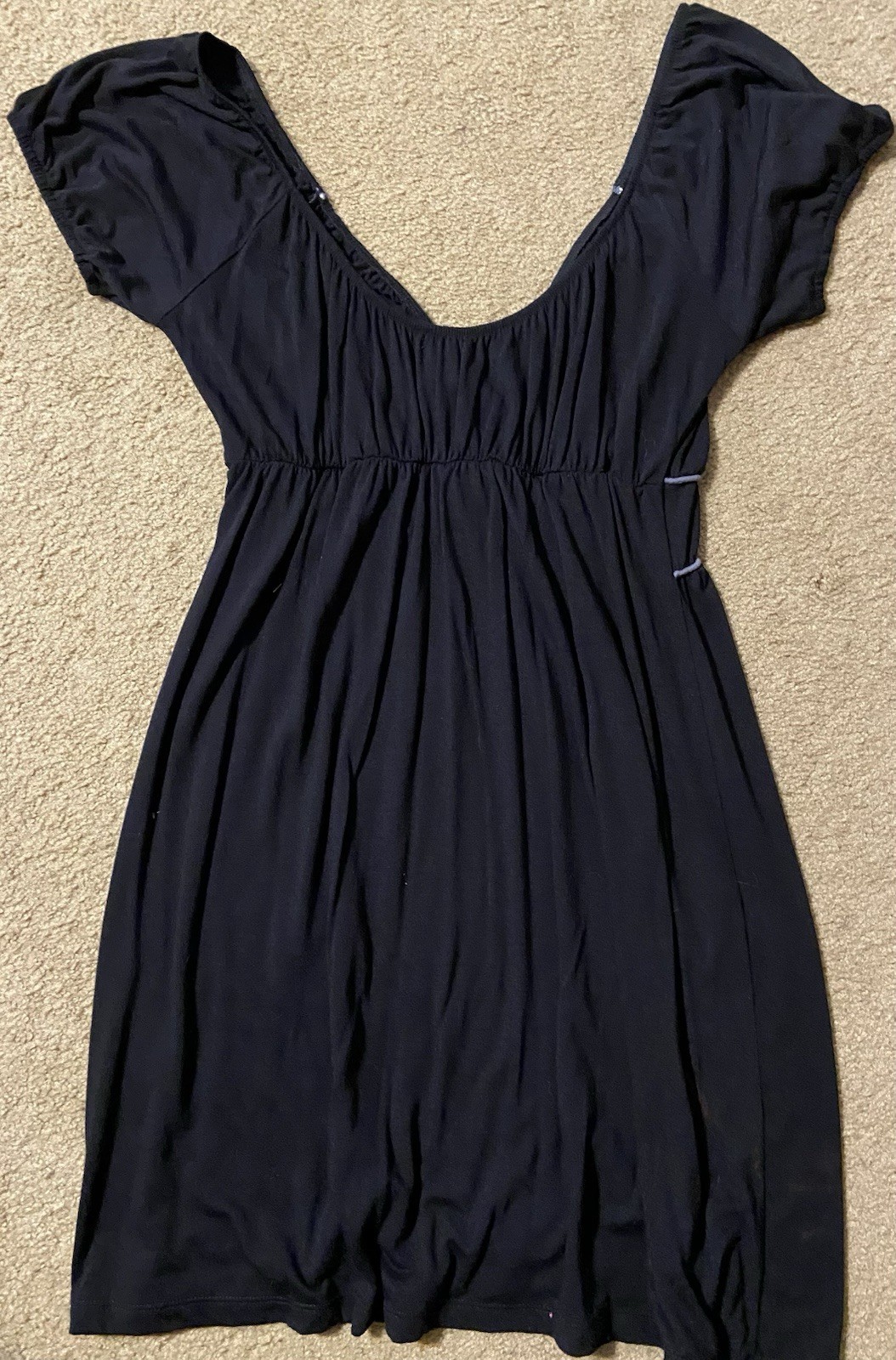 So Sik Black Dress T-shirt Knit Fabric Deep V-Neck Size Small Cute Swim Cover