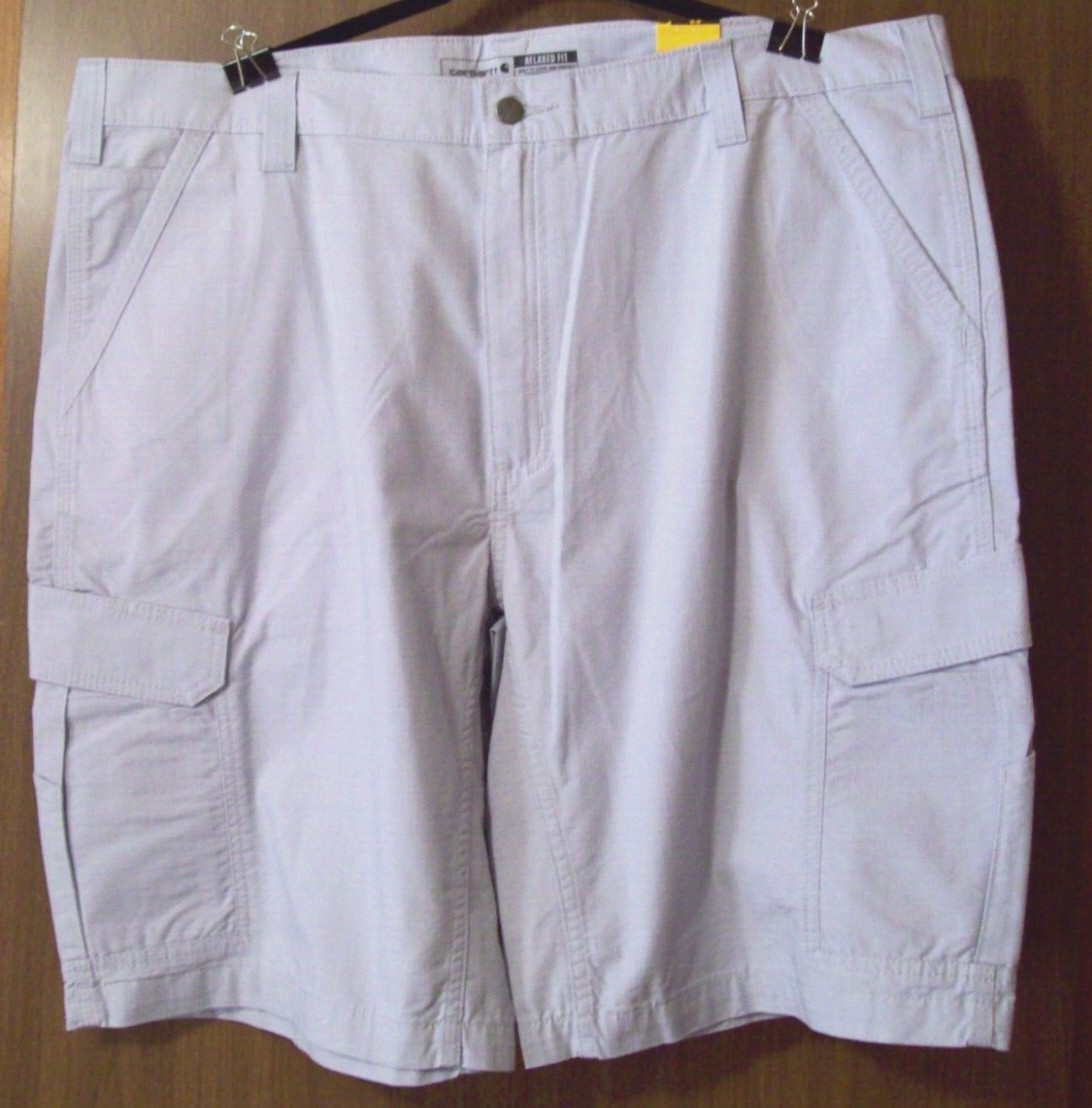 New Men’s Carhartt Force Ripstop Relaxed Fit Cargo Work Shorts Sz 42, Light Gray