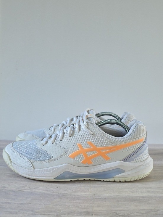 Asics Gel Dedicate 8 Womens Pickleball Court Sneaker Shoe White Orange Size 8