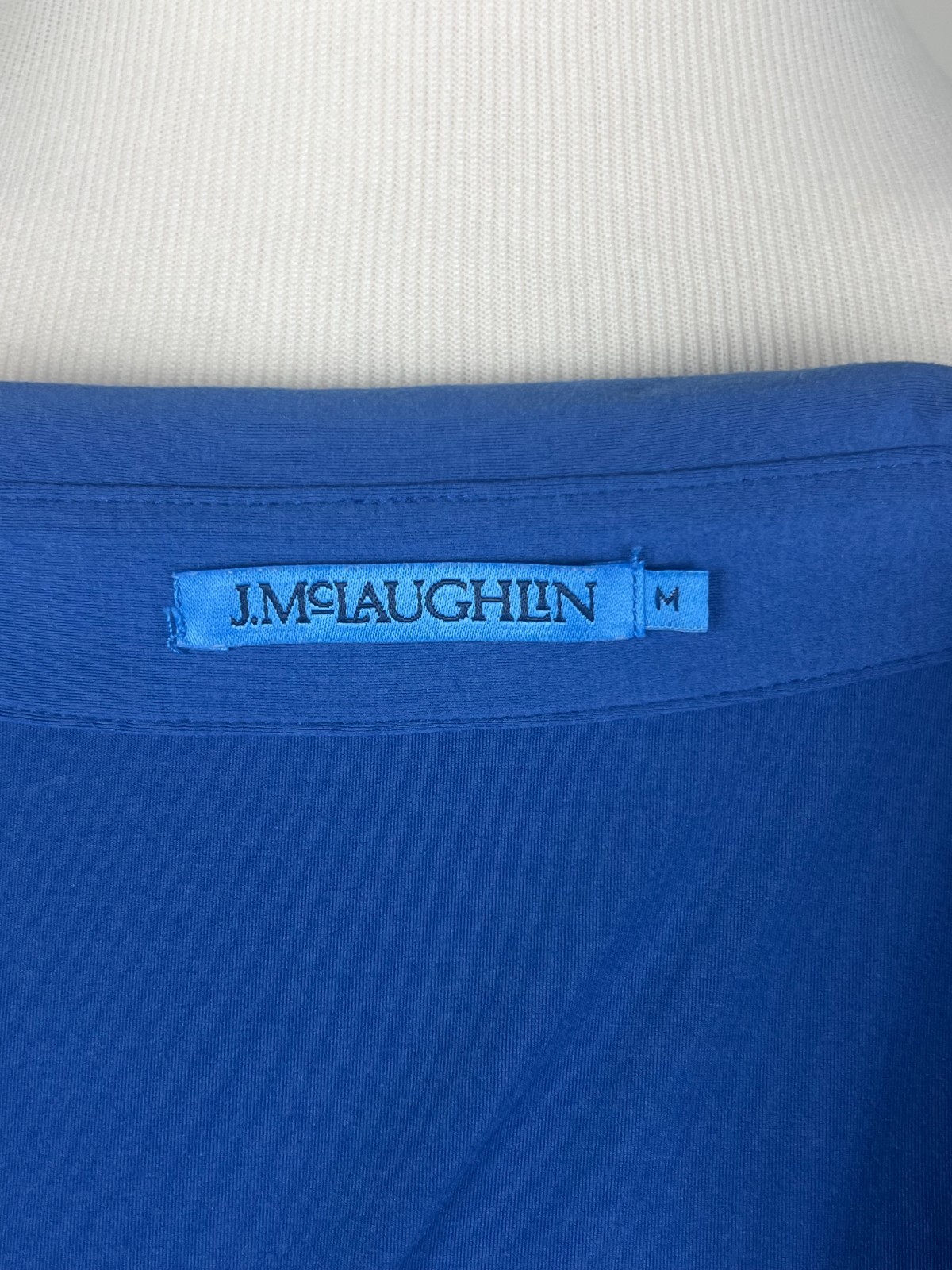 J.MCLAUGHLIN 3/4sl Knit Button Front Polo Shirt w/Ribbed Sides – M, Blue