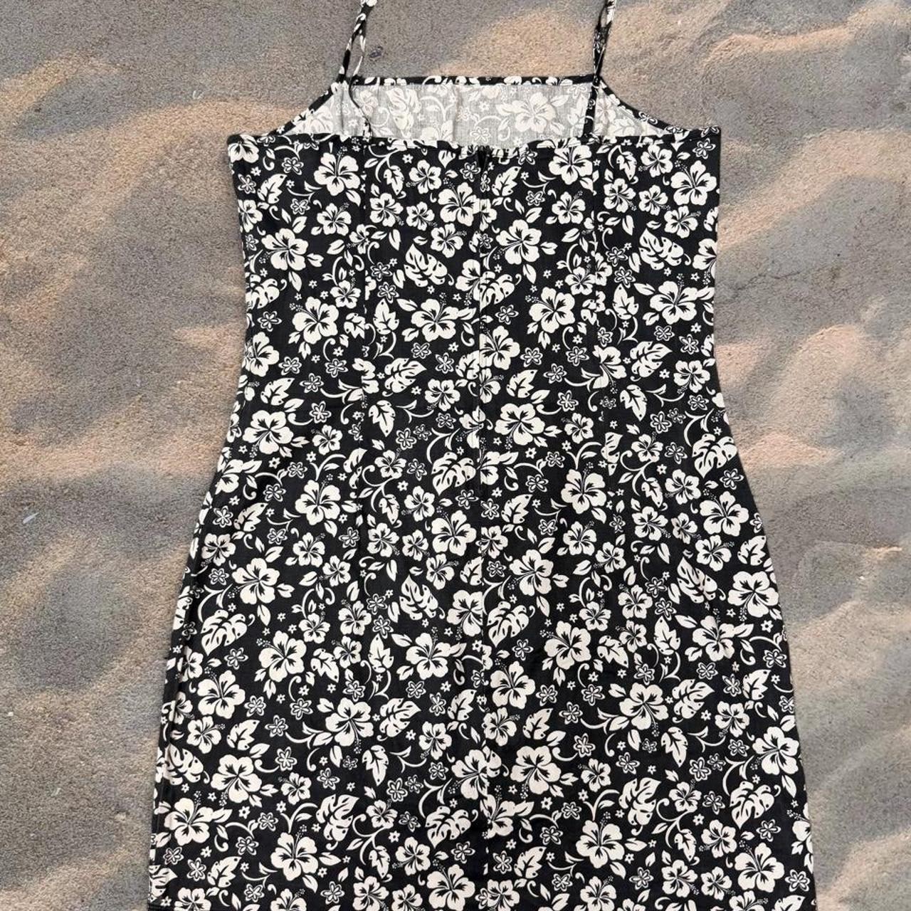 Y2K No Boundaries Stretch Navy White Hawaiian Floral Tank Top Dress Juniors XL