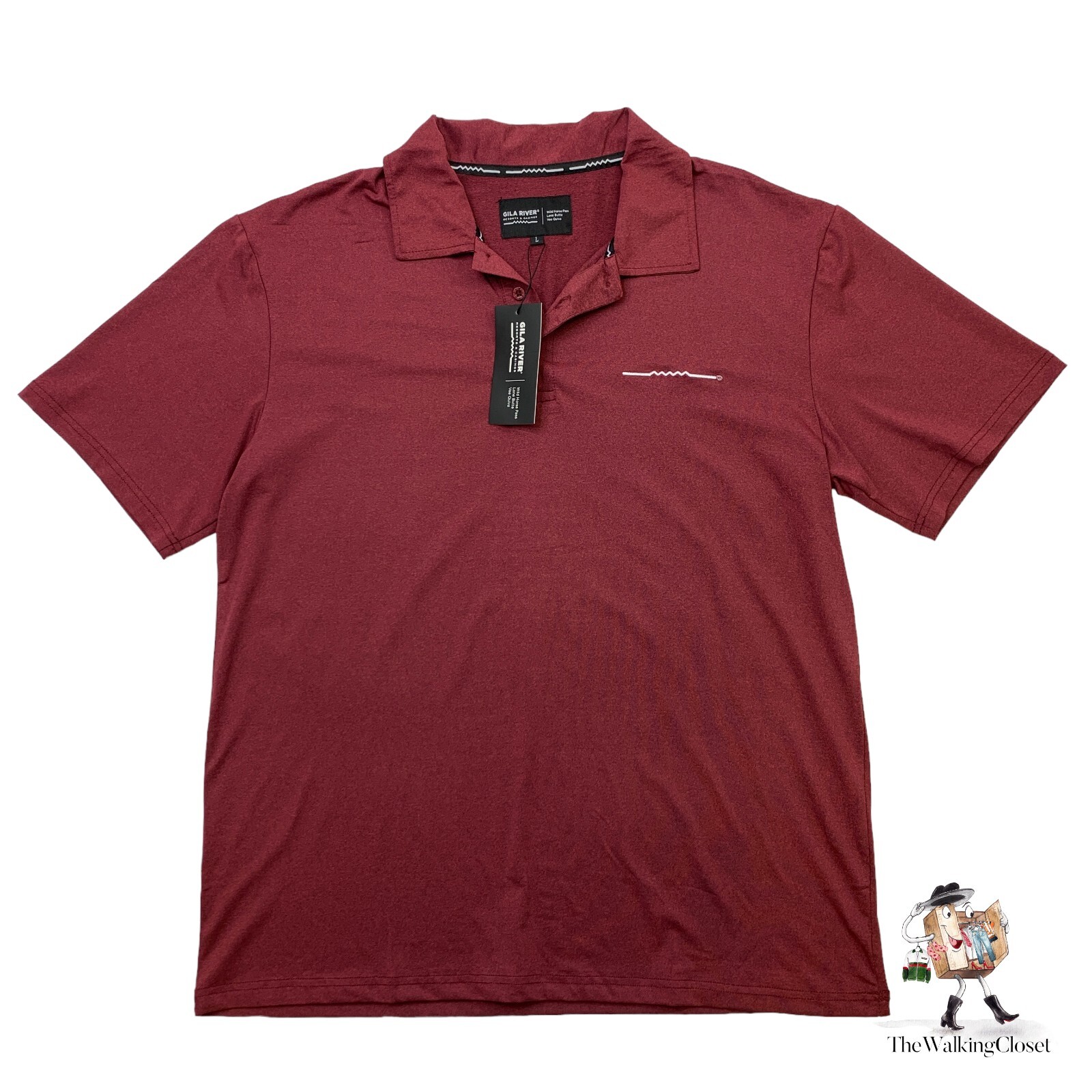 Gila River Resort Casino Golf Shirt Mens L Large Wine Red Moisture Wick New