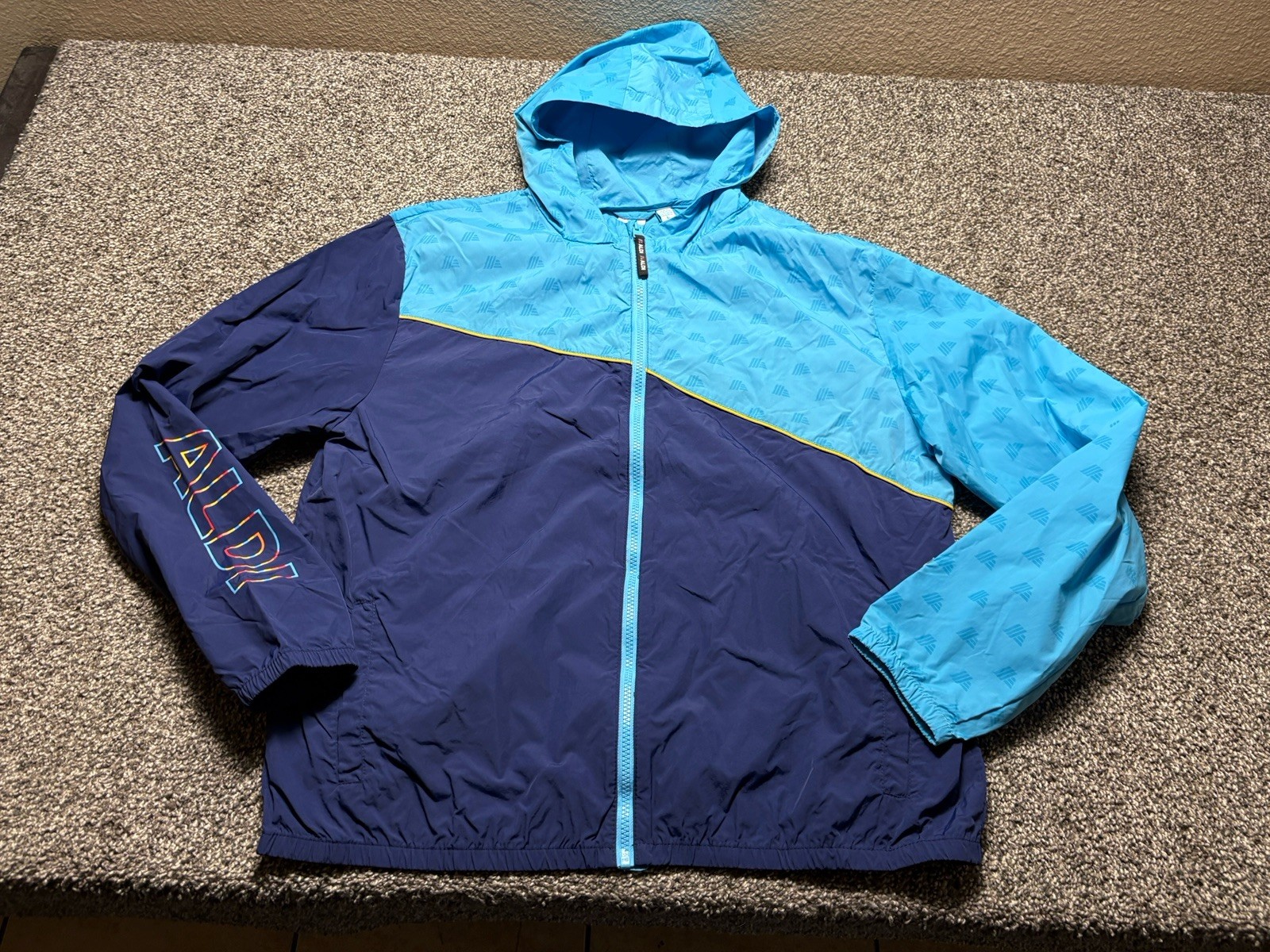 Aldi Employee Jacket Windbreaker Adult Large Blue Uniform Lightweight Packable
