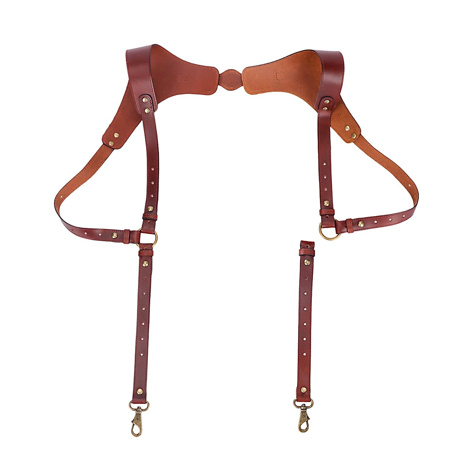 Tourbon Leather Men’s Suspenders Harness Punk Chest Vintage Hooks Pants Braces