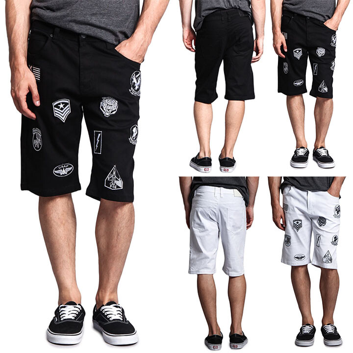Victorious Men’s Casual Cotton Zipper Fly Patch Twill Shorts DS763